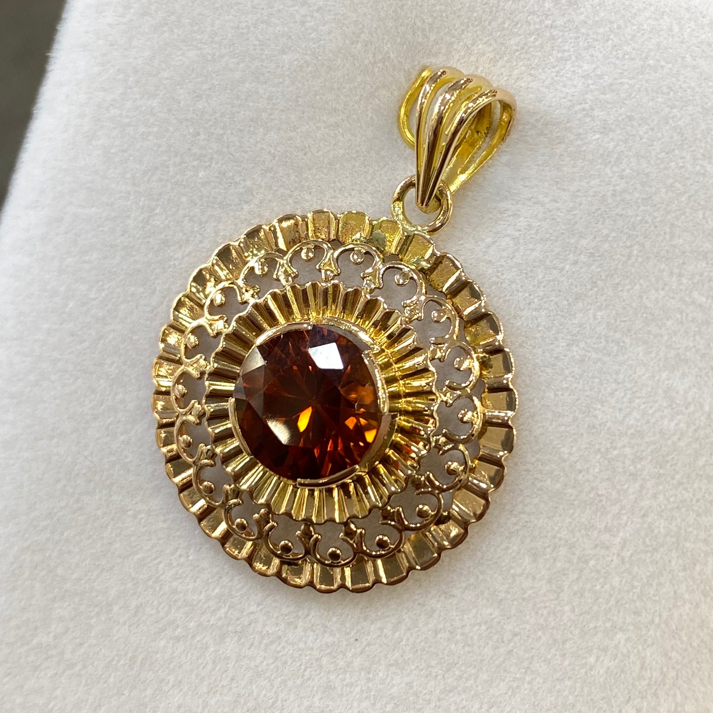 Pendentif Soleil Vintage - Or Jaune 750 & Citrine