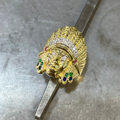 Bague Chevalière Tête D'Indien - Or Jaune 750