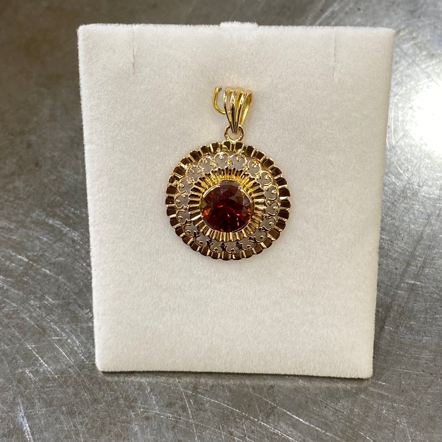 Pendentif Soleil Vintage - Or Jaune 750 & Citrine