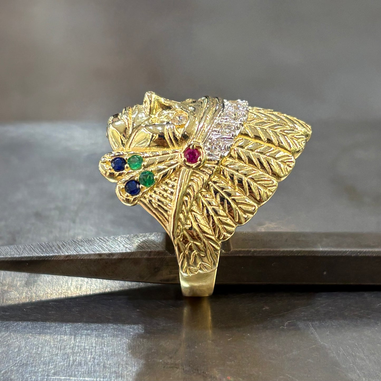Bague Chevalière Tête D'Indien - Or Jaune 750