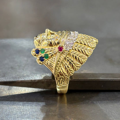Bague Chevalière Tête D'Indien - Or Jaune 750