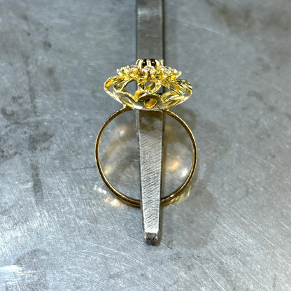 Bague Marguerite - Or Jaune 750 Diamants & Grenat