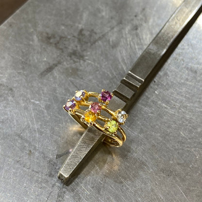 Bague - Or Jaune 750 & Tourmalines Occasion