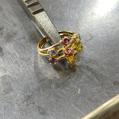 Bague - Or Jaune 750 & Tourmalines Occasion