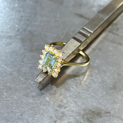 Bague Marguerite - Or Jaune 750 Aigue-Marine & Diamants