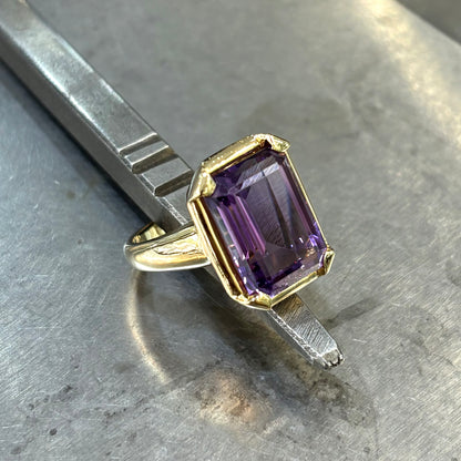 Bague Cocktail - Or Jaune 750 & Améthyste