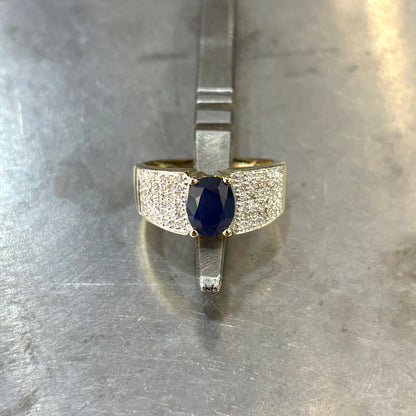 Bague Jonc - Or Jaune 750 Saphir & Diamants