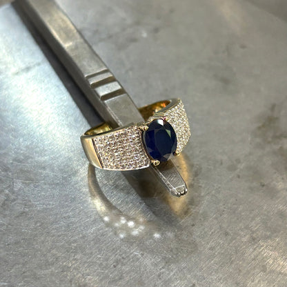 Bague Jonc - Or Jaune 750 Saphir & Diamants