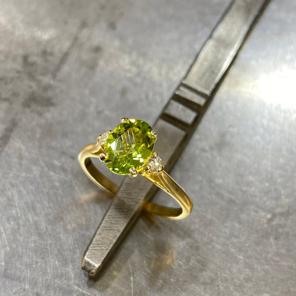 Bague Trilogie - Or Jaune 750 Péridot & Diamants