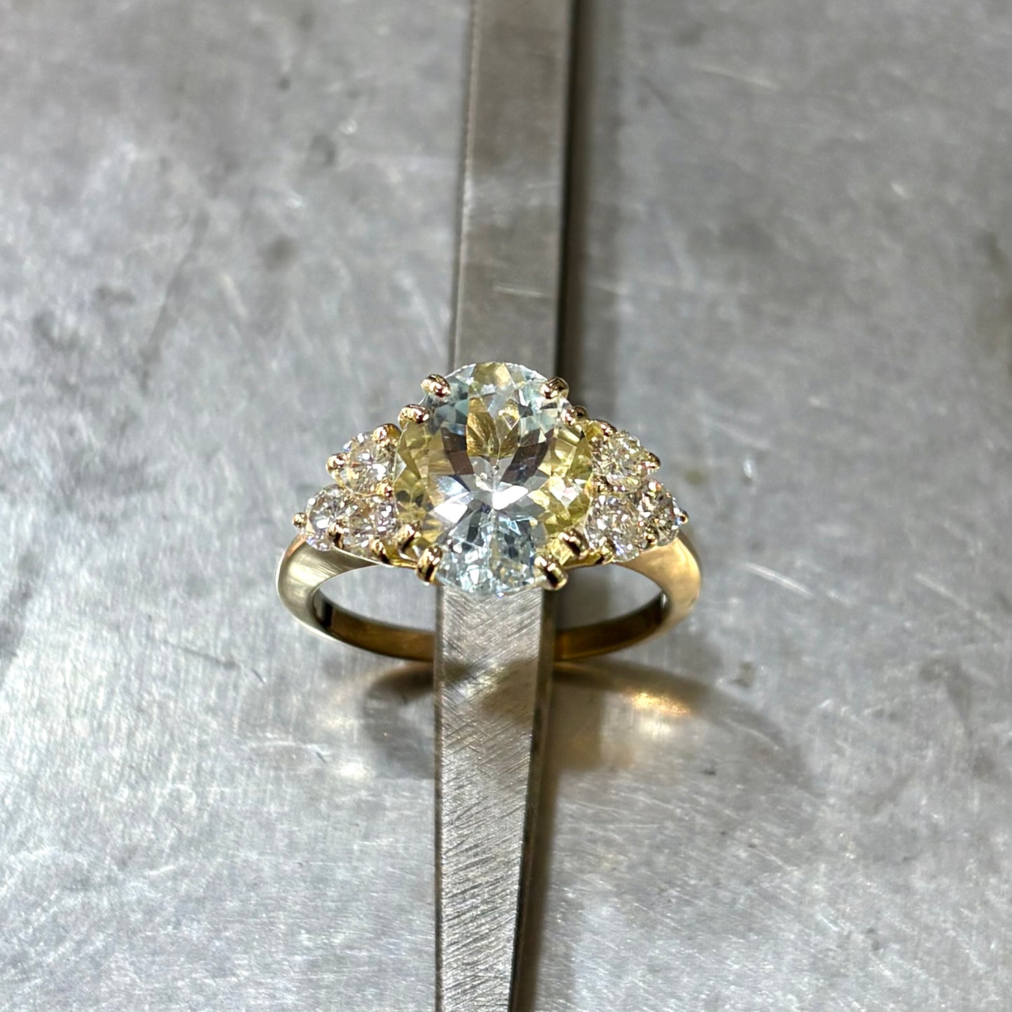 Bague Nausicaä Grande - Or Jaune 750 Aigue-Marine & Diamants