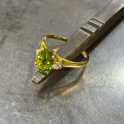 Bague Trilogie - Or Jaune 750 Péridot & Diamants