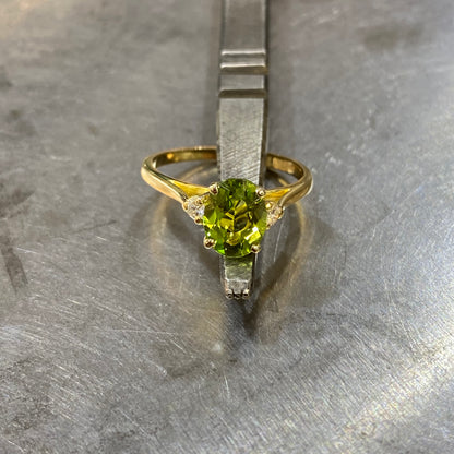 Bague Trilogie - Or Jaune 750 Péridot & Diamants