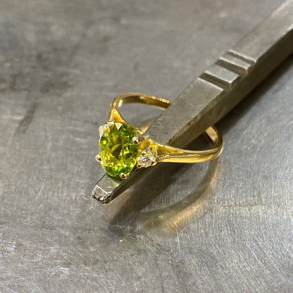 Bague Trilogie - Or Jaune 750 Péridot & Diamants