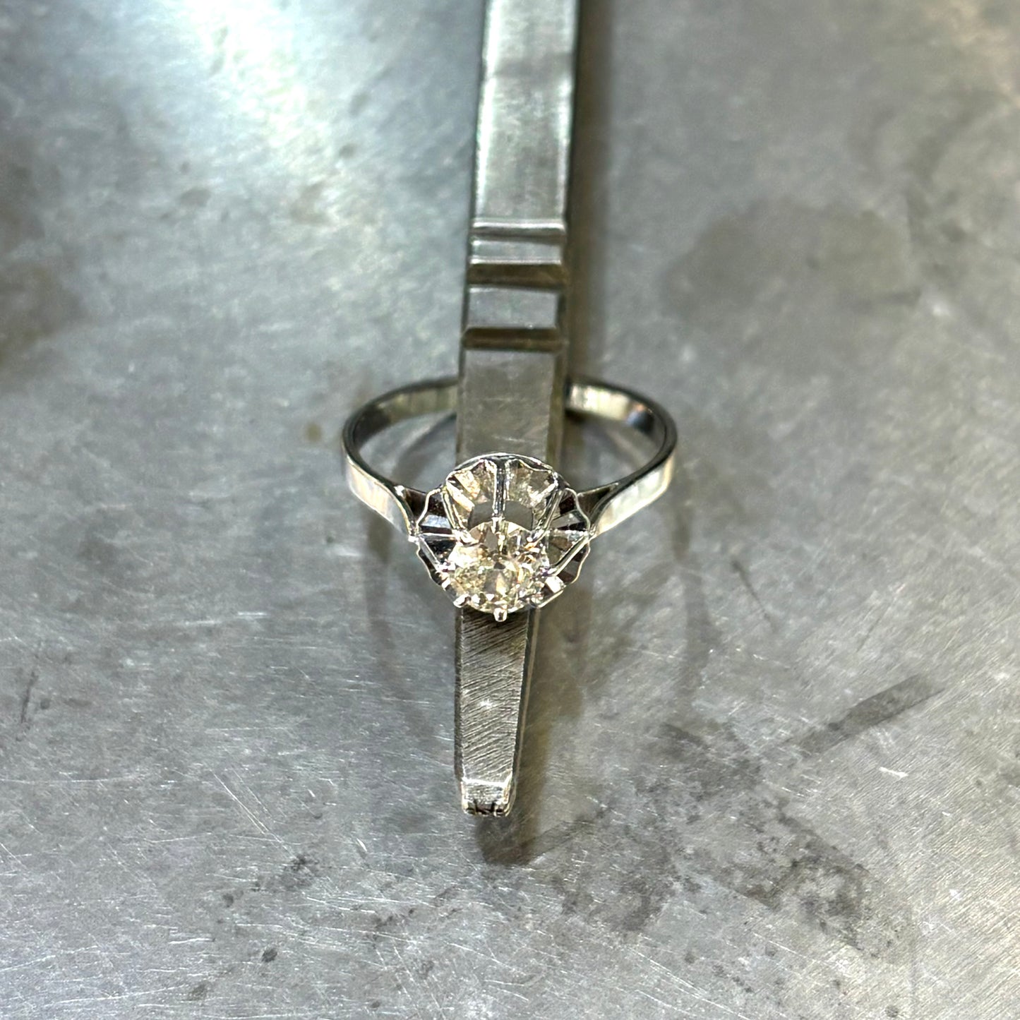 Bague Solitaire Vintage - Or Blanc 750 & Diamant