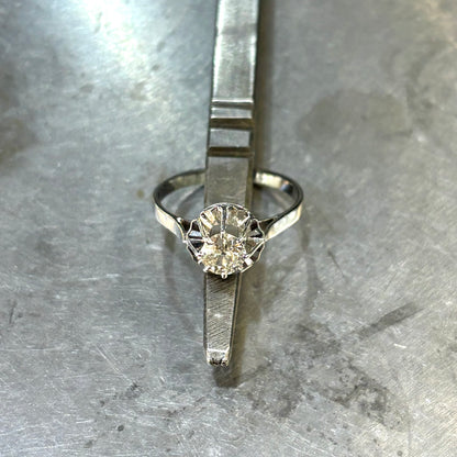 Bague Solitaire Vintage - Or Blanc 750 & Diamant