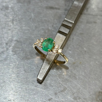 Bague Nausicaä Mini - Or Jaune 750 Émeraude & Diamants