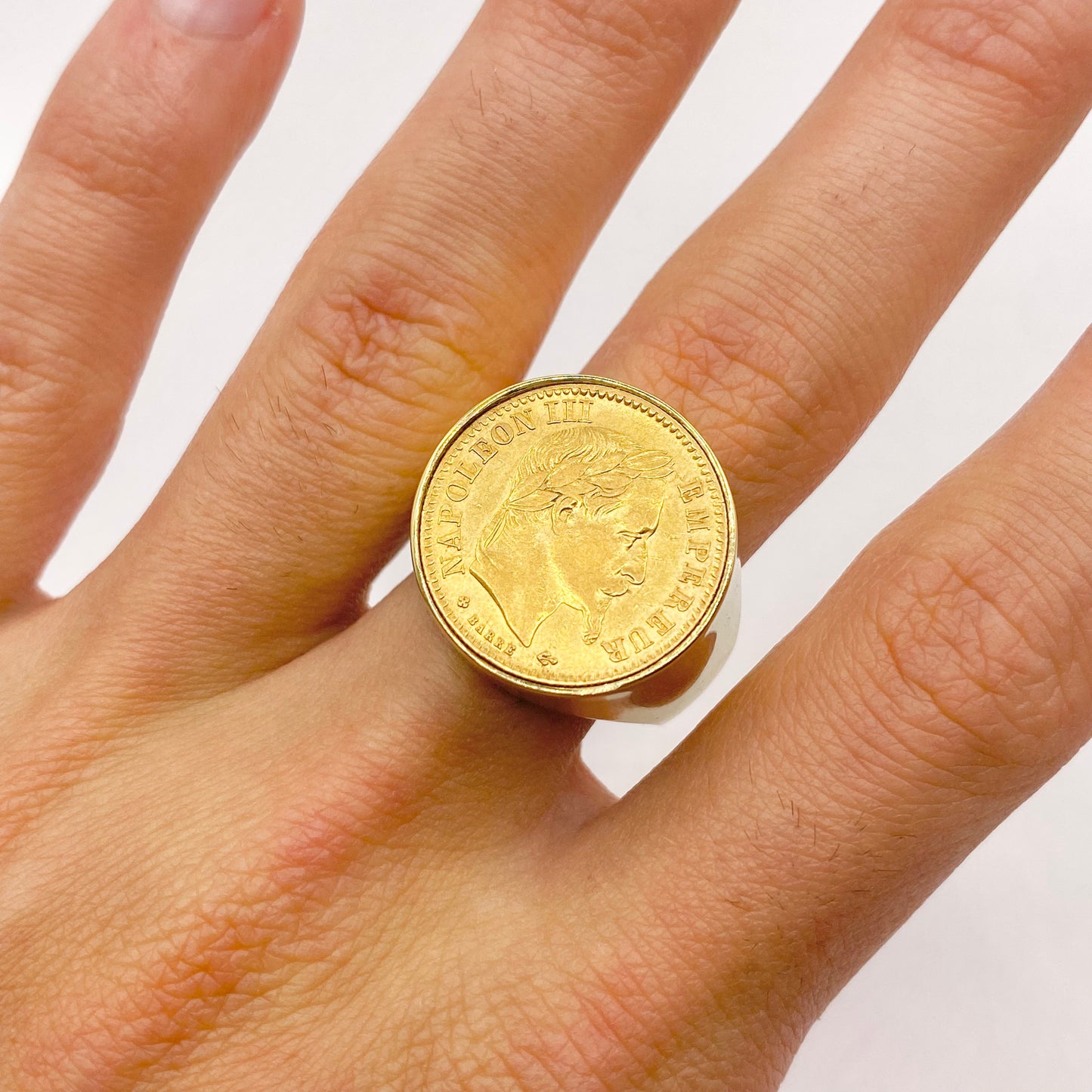 Bague Chevalière Pièce - Or Jaune 750 & Pièce 10 Francs Napoléon