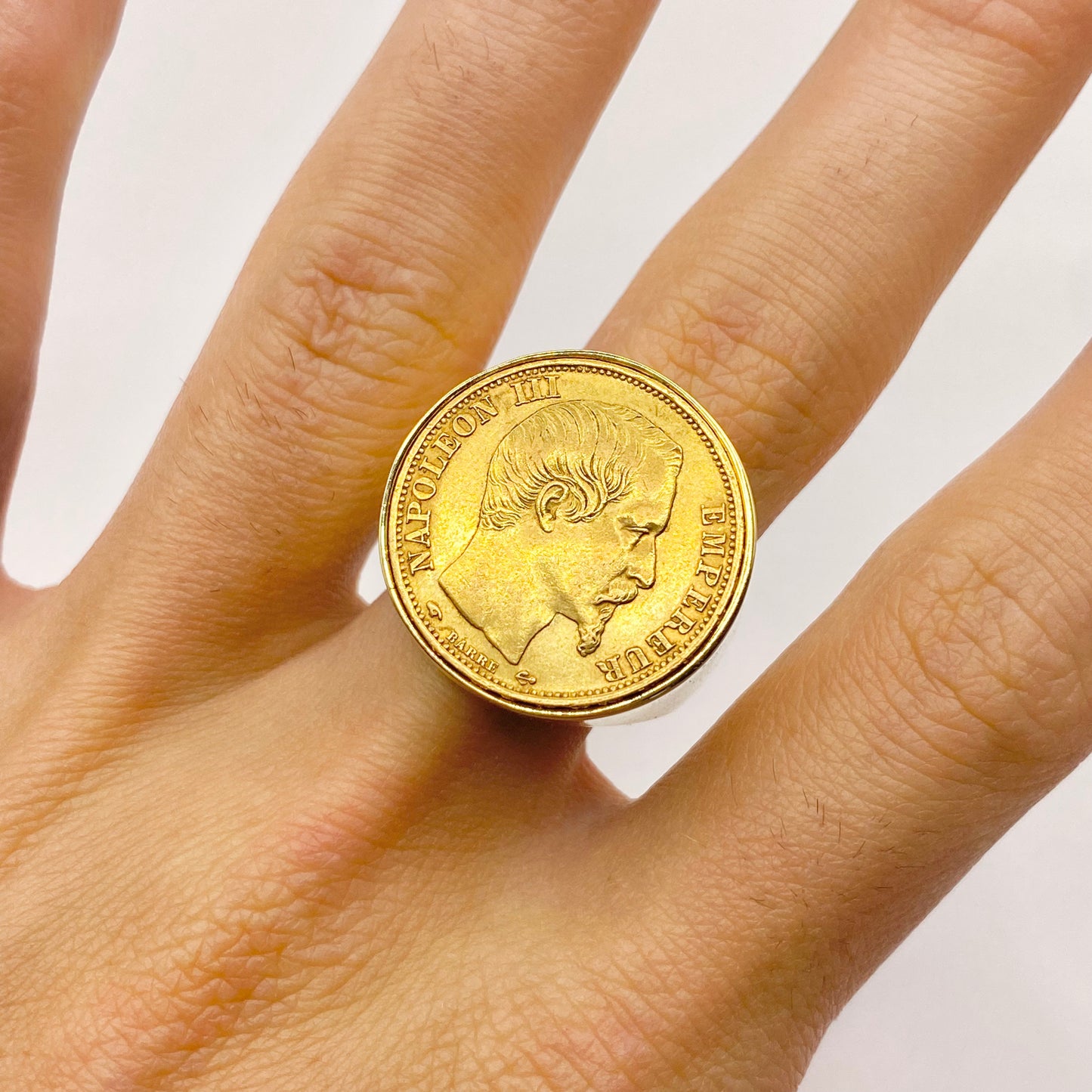 Bague Chevalière Pièce - Or Jaune 750 & Pièce Or 20 Francs Napoléon