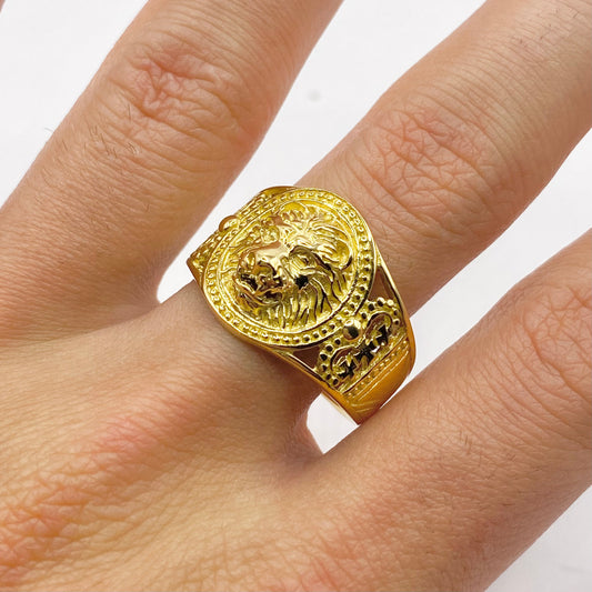 Bague Chevalière Lion - Or Jaune 750