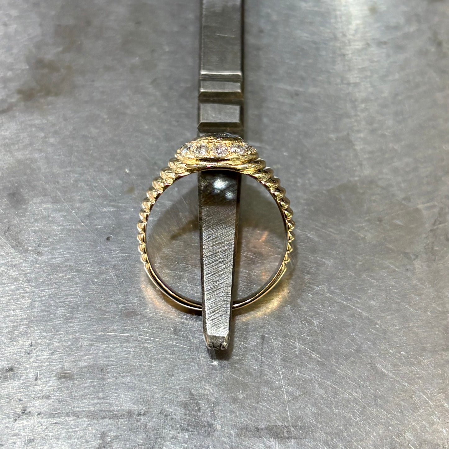 Bague Jonc - Or Jaune 750 Aigue-Marine & Diamants