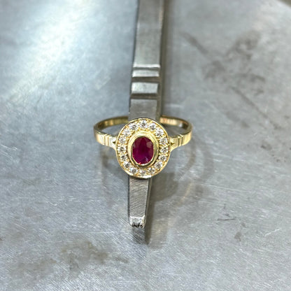 Bague Marguerite - Or Jaune 750 Rubis & Diamants