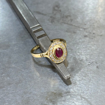Bague Marguerite - Or Jaune 750 Rubis & Diamants