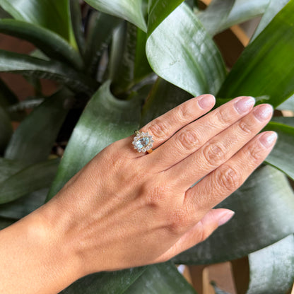 Bague Marguerite - Or Jaune 750 Aigue-Marine & Diamants
