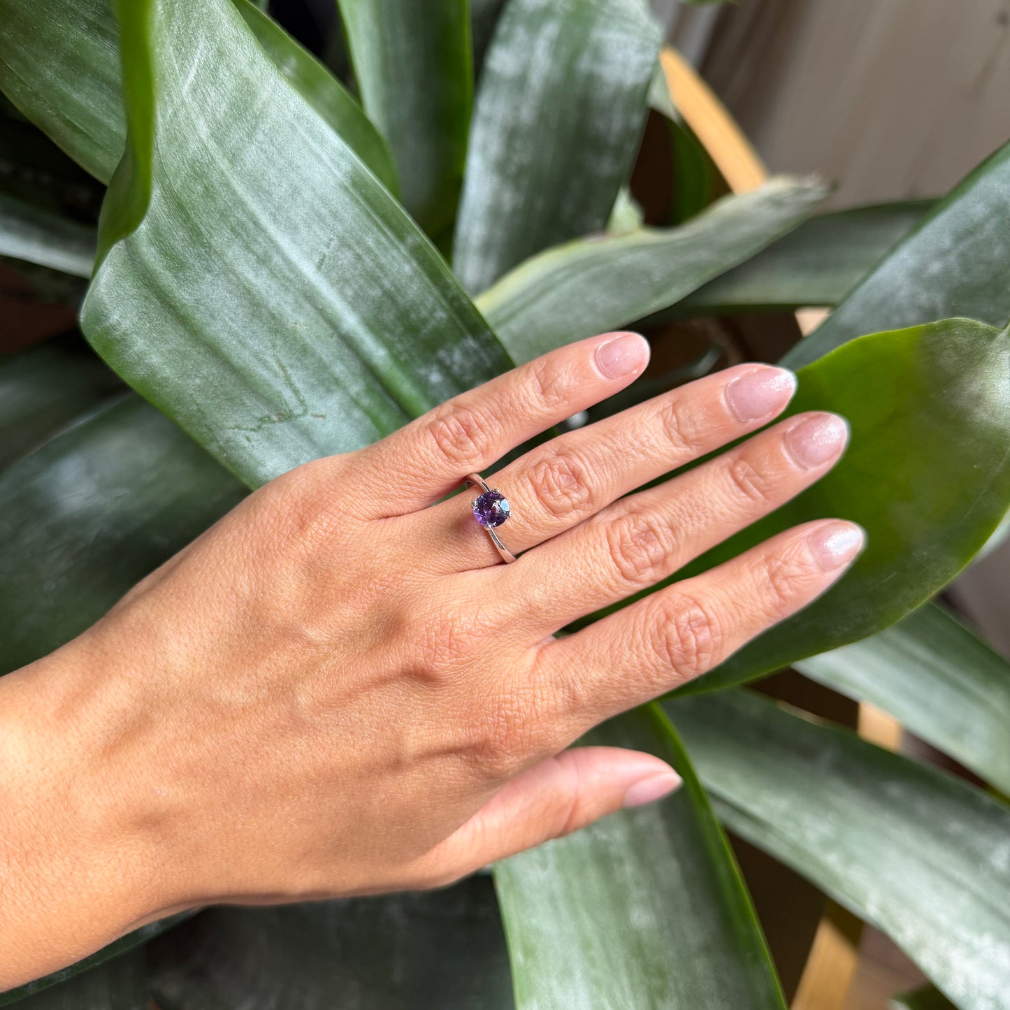 Bague Solitaire - Or Blanc 750 & Améthyste