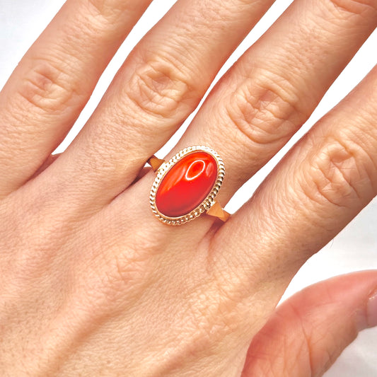 Bague Vintage - Or Jaune 375 & Corail