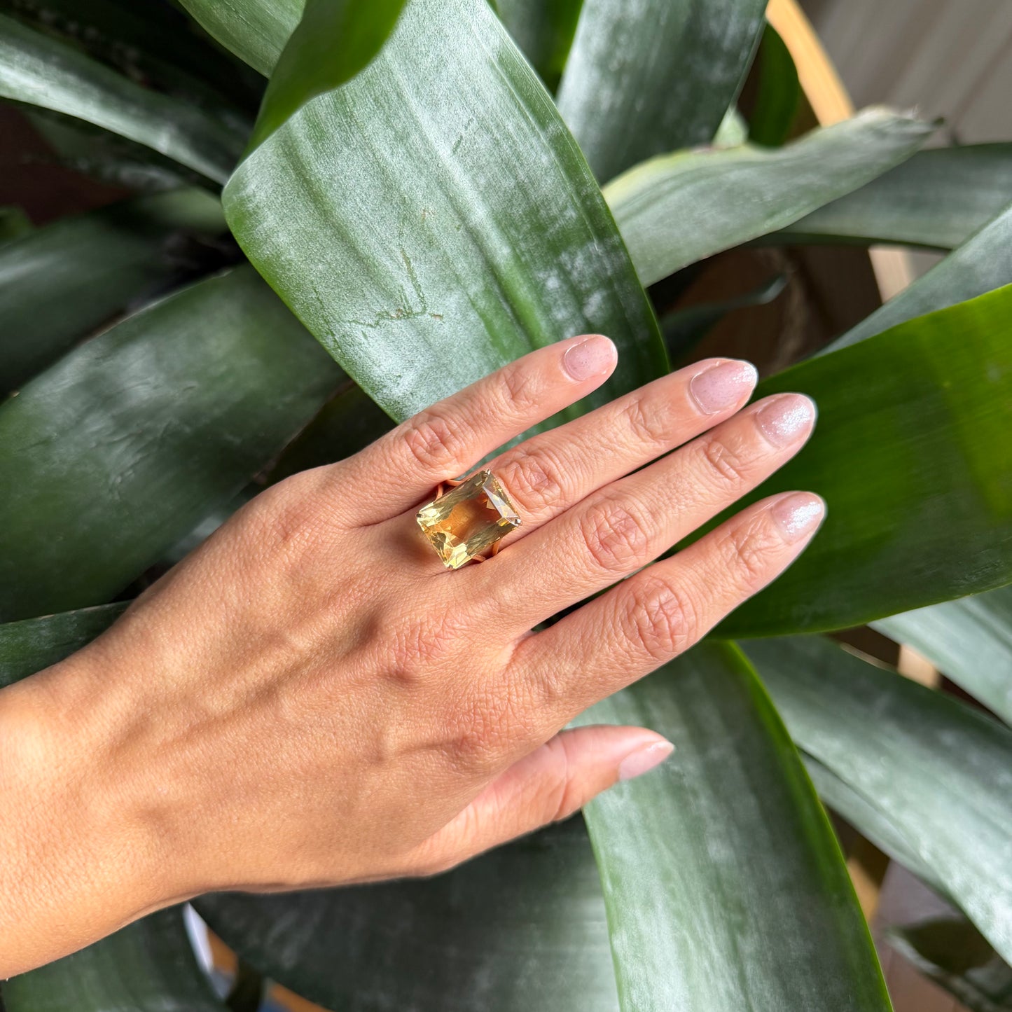 Bague Cocktail Vintage - Or Jaune 750 & Citrine