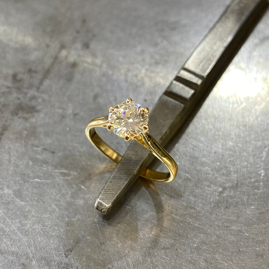 Bague Solitaire - Or Jaune 750 & Diamant