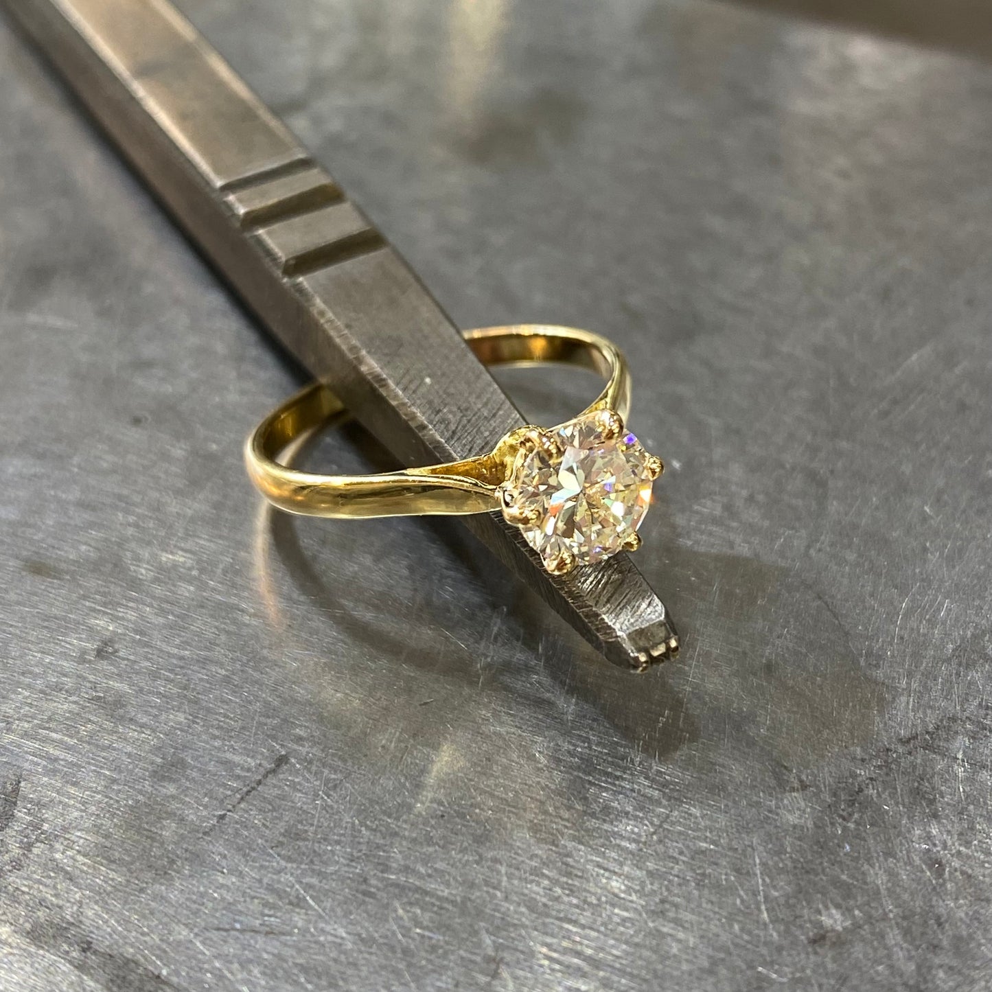 Bague Solitaire - Or Jaune 750 & Diamant