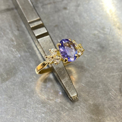 Bague Nausicaä - Or Jaune 750 Tanzanite & Diamants