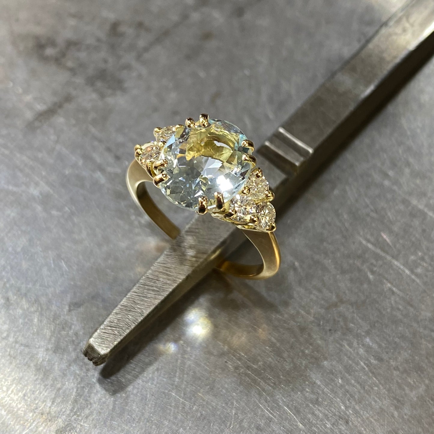 Bague Nausicaä - Or Jaune 750 Aigue-Marine & Diamants