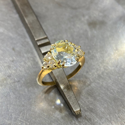 Bague Nausicaä - Or Jaune 750 Aigue-Marine & Diamants