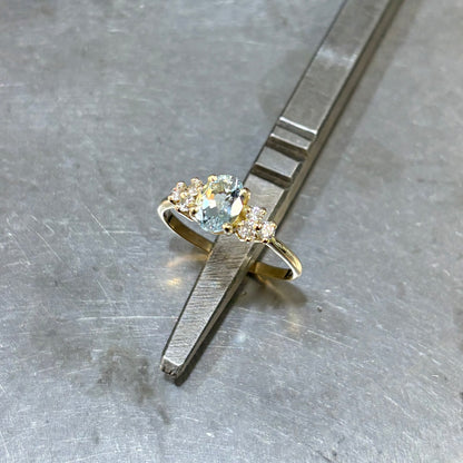 Bague Nausicaä Mini - Or Jaune 750 Aigue-Marine & Diamants