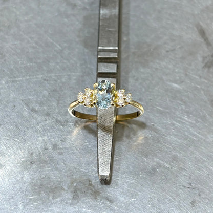 Bague Nausicaä Mini - Or Jaune 750 Aigue-Marine & Diamants