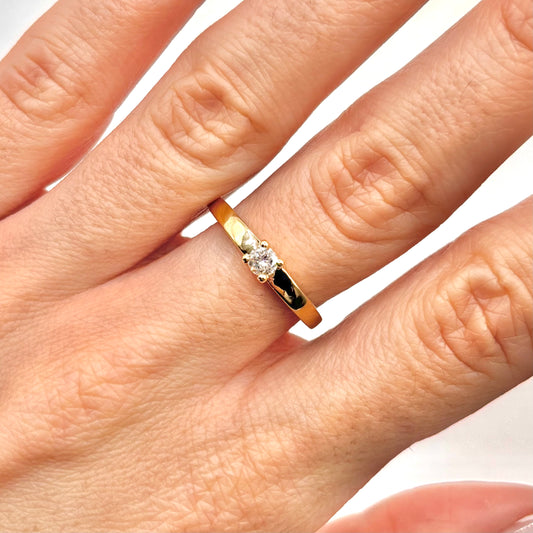 Bague Solitaire - Or Jaune 750 & Diamants