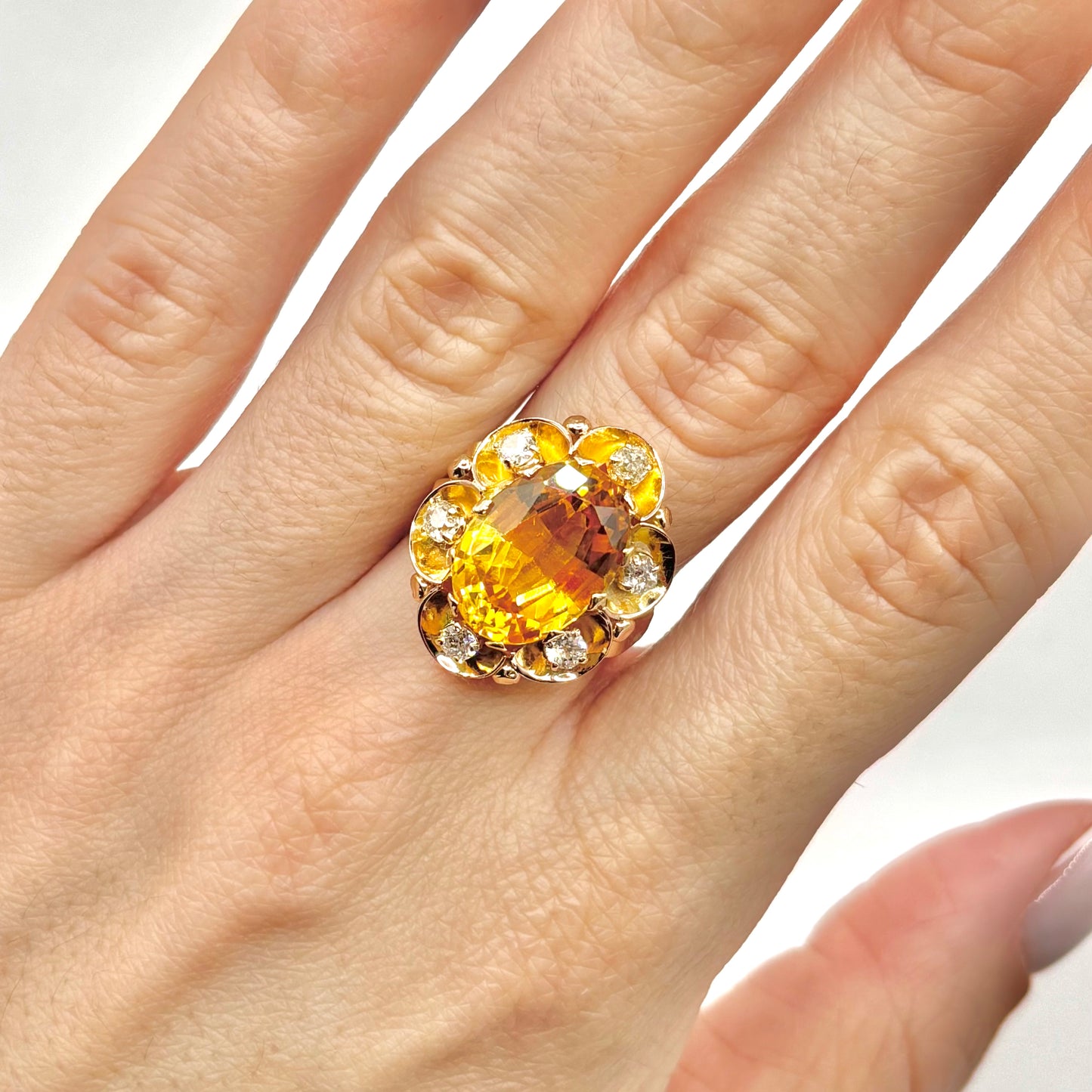 Bague Marguerite - Or Jaune 750 Citrine & Diamants