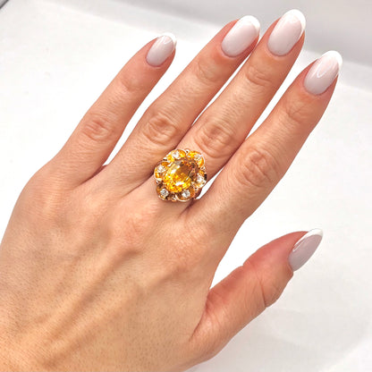 Bague Marguerite - Or Jaune 750 Citrine & Diamants