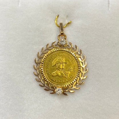 Pendentif Pièce - Or Jaune 750 Pièce Napoléon 1er & Diamants