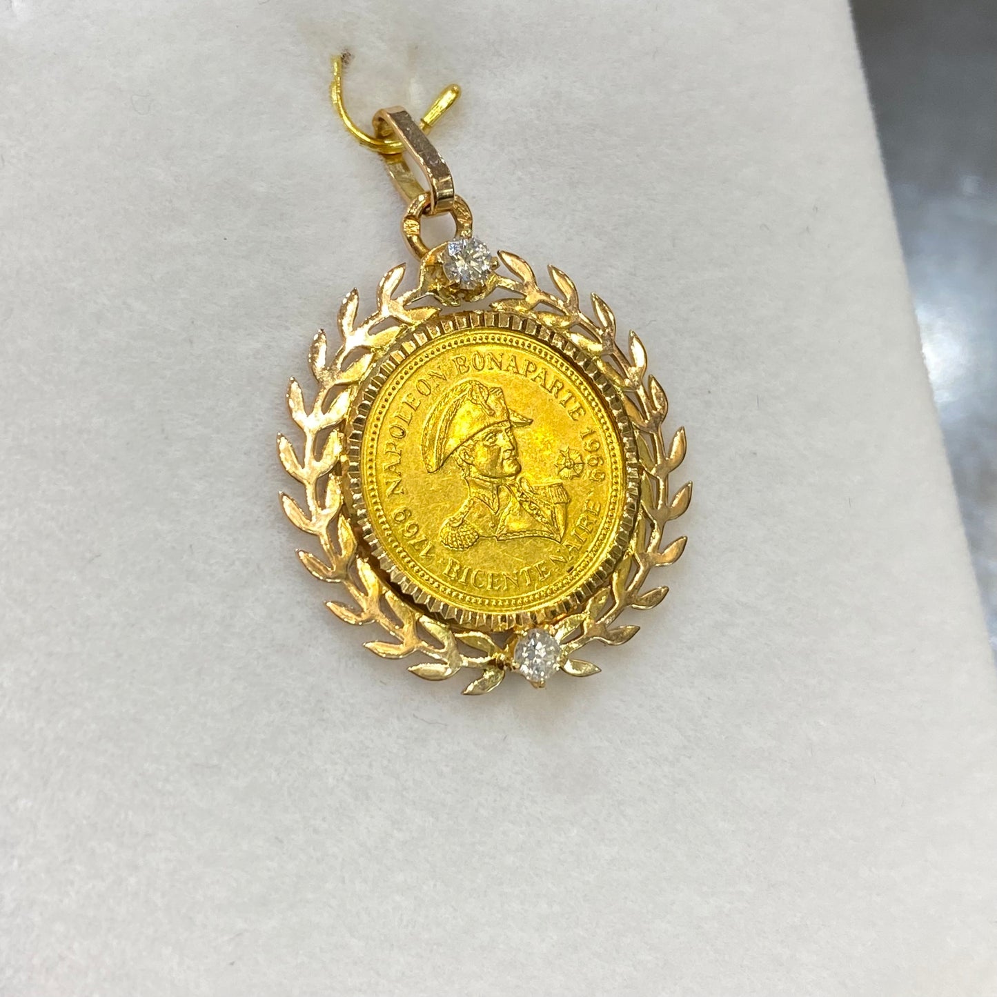 Pendentif Pièce - Or Jaune 750 Pièce Napoléon 1er & Diamants