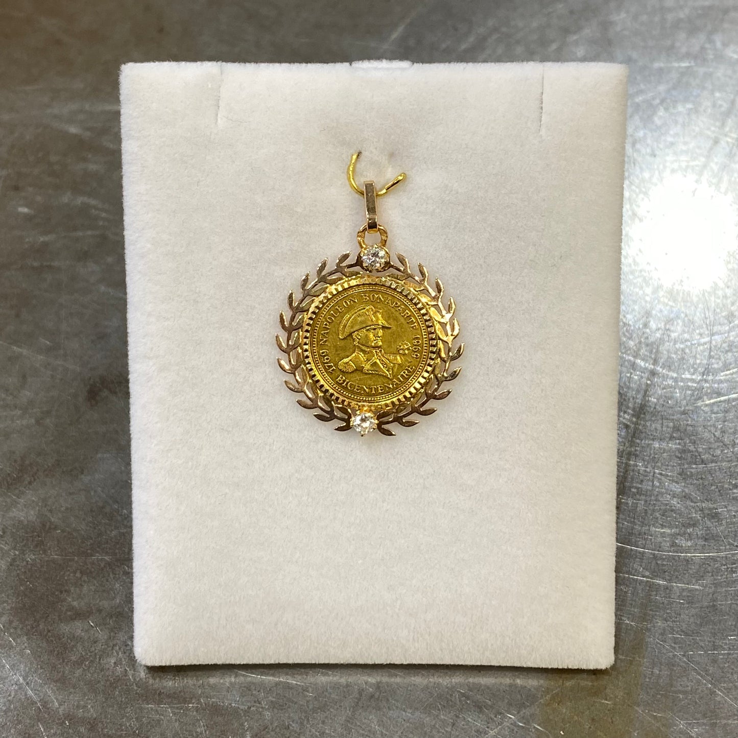 Pendentif Pièce - Or Jaune 750 Pièce Napoléon 1er & Diamants