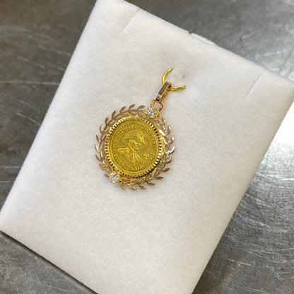 Pendentif Pièce - Or Jaune 750 Pièce Napoléon 1er & Diamants