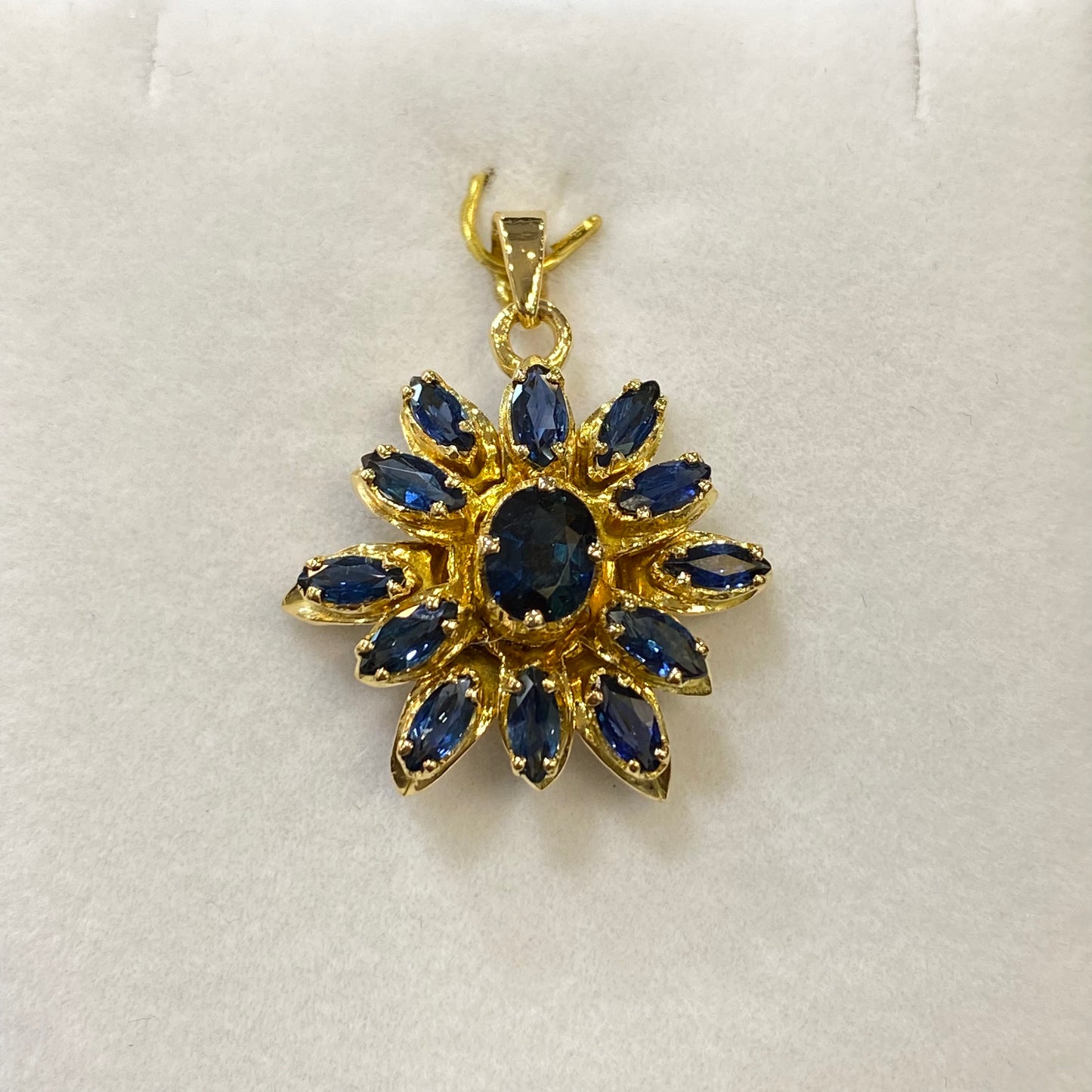 Pendentif Soleil Vintage - Or Jaune 750 & Saphirs