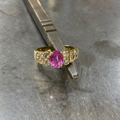 Bague Pazu - Or Jaune 750 Saphir Rose & Diamants Création Fremont