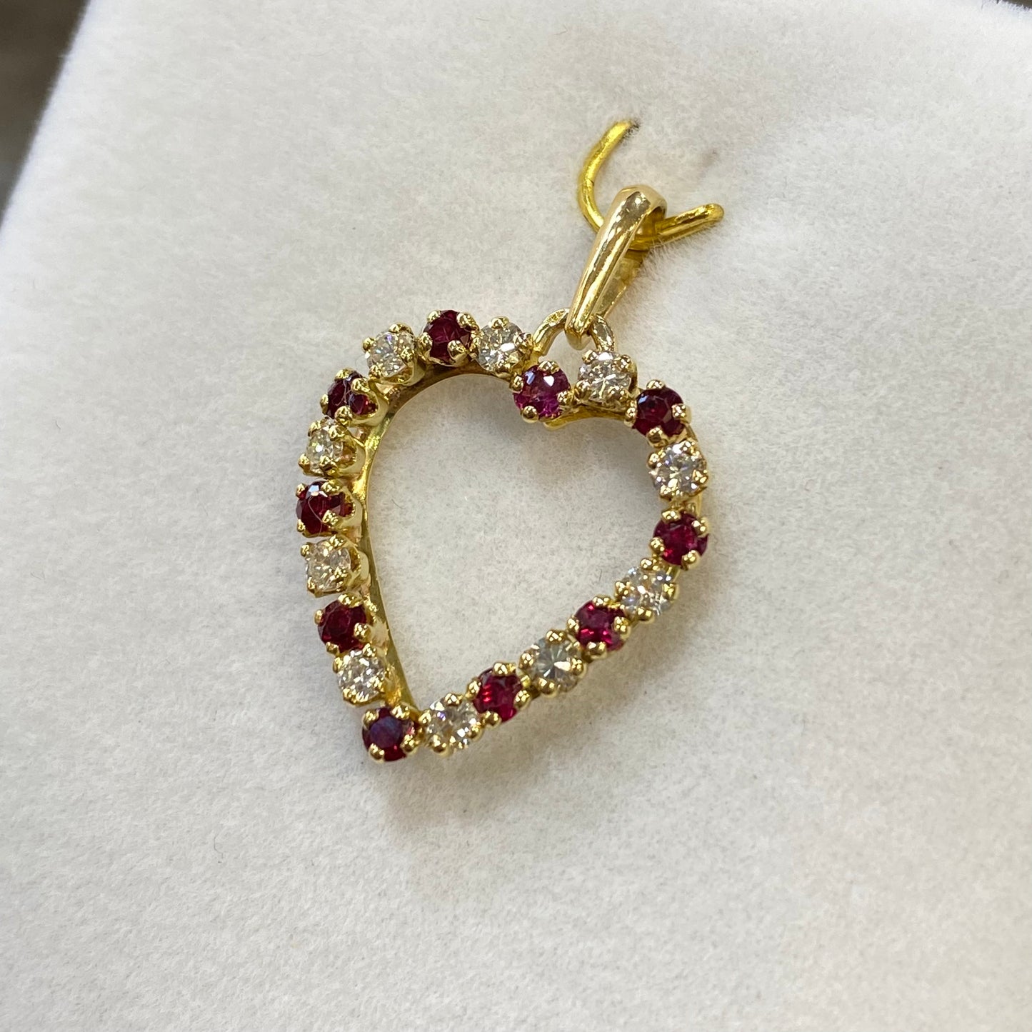 Pendentif Coeur - Or Jaune 750 Rubis & Diamants