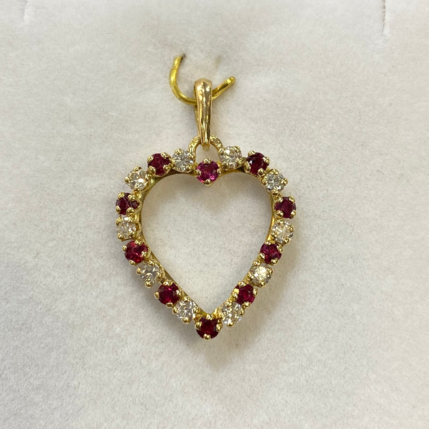 Pendentif Coeur - Or Jaune 750 Rubis & Diamants