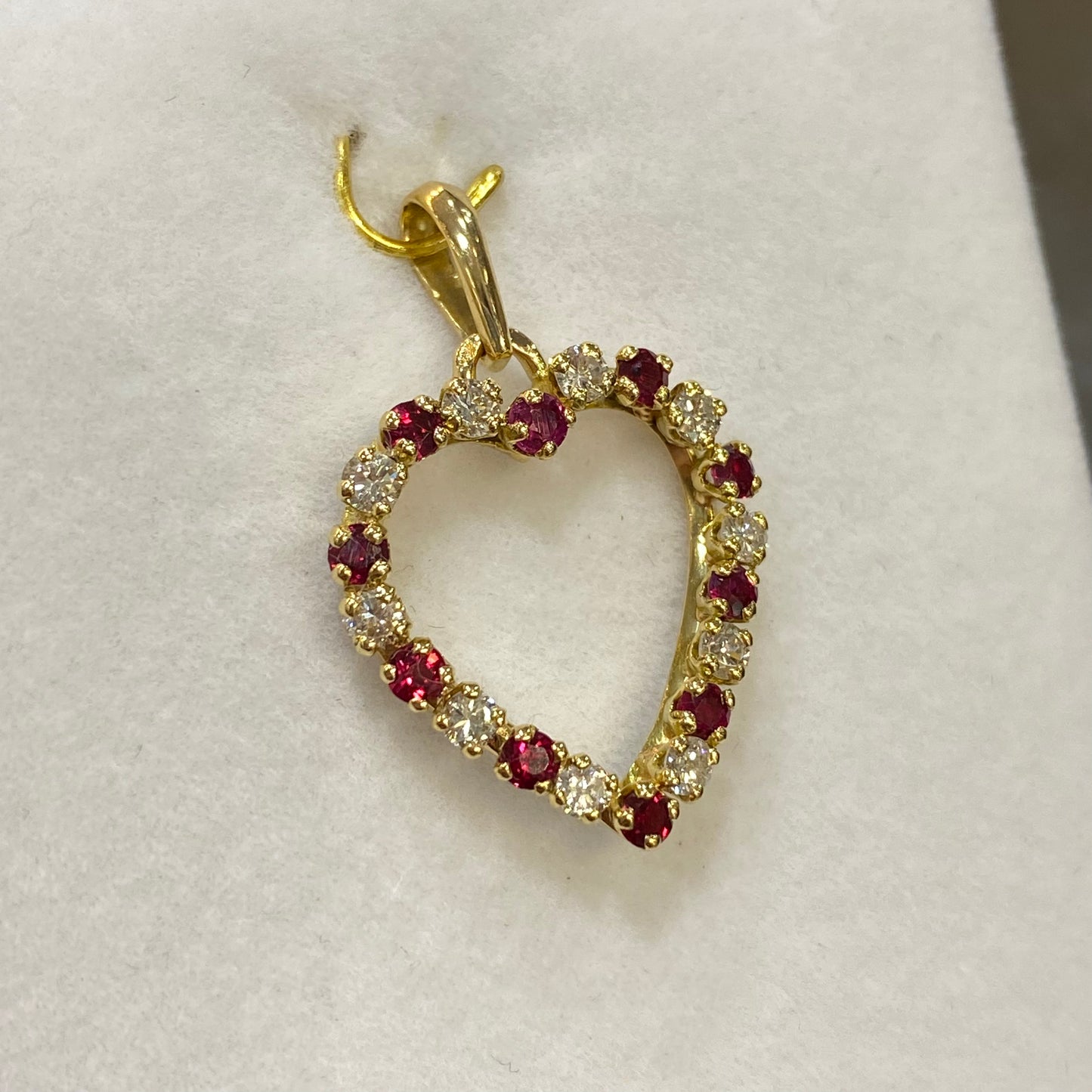 Pendentif Coeur - Or Jaune 750 Rubis & Diamants