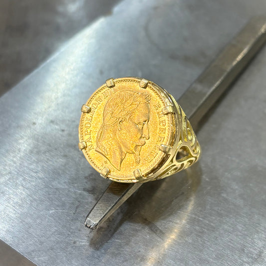 Bague Pièce - Or Jaune 750 & Pièce Or 20 Francs Napoléon